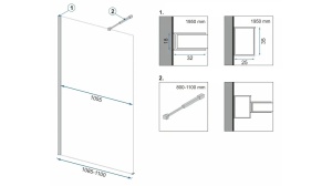 PARAVAN DE DUS REA AERO N WALK IN, 110CM, AURIU PERIAT, DIN STICLA, CALITATE SUPERIOARA - Img 5