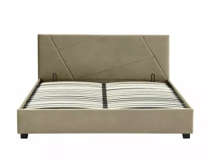 PAT DORMITOR COLUMBIA, CU SPATIU DE DEPOZITARE, 140 CM, BEJ BLUVEL 28, TAPITERIE DIN CATIFEA, STIL MODERN - Img 7