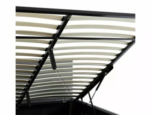 PAT DORMITOR COLUMBIA, CU SPATIU DE DEPOZITARE, 140 CM, GRI TAP 192, TAPITERIE DIN CATIFEA, STIL MODERN - Img 3