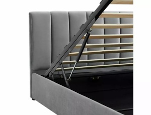PAT DORMITOR MONTREAL, CU SPATIU DE DEPOZITARE, 120 CM, GRI TAP 192, TAPITERIE DIN CATIFEA, STIL MODERN - Img 3