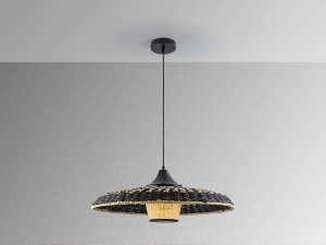 PENDUL FIJI, 60 CM, NEGRU/NATURAL, DIN METAL SI TEXTIL, STIL MODERN