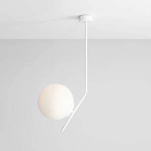 PENDUL GALLIA, 64 CM, ALB, DIN STICLA SI METAL, STIL MODERN