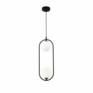 PENDUL RING MOD013PL-02B, DIN METAL SI STICLA, ALB/NEGRU, STIL MODERN, MAYTONI