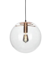 PENDUL SANDRA 20, CUPRU/TRANSPARENT, DIN METAL SI STICLA, STIL MODERN