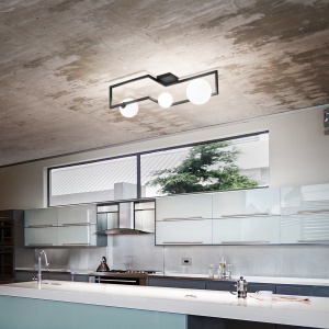 PLAFONIERA ANGOLO PL3, NEGRU, DIN METAL, STIL MODERN - Img 2