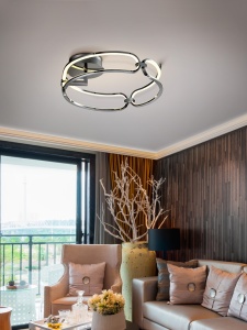 PLAFONIERA COLETTE, 47CM, CROM/OPAL, DIN ALUMINIU SI SILICON, STIL MODERN