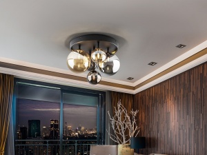 PLAFONIERA DARK, 45 CM, MULTICOLORA, DIN METAL SI STICLA, STIL MODERN - Img 3
