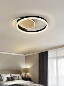 PLAFONIERA ORIEL, 46 CM, NEGRU MAT/AURIU/OPAL, DIN OTEL, ALUMINIU SI ACRIL, STIL MODERN