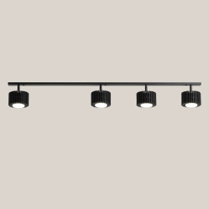 PLAFONIERA TULL, 4 (1+3) BRATE, 14 CM, NEAGRA, DIN LEMN SI METAL, STIL MODERN