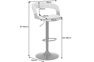 SCAUN BAR, MANHATTAN, METAL, LEMN SI PIELE ECO, STEJAR - Img 6