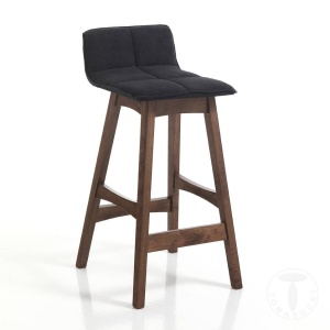 SCAUN BAR, VARM 84CM, NUC, CADRUL DIN LEMN SI STOFA GRI, STIL MODERN, COD 3691