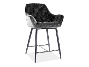 SCAUN DE BAR CHERRY H-2, NEGRU BLUVEL 19/NEGRU MAT, TAPITERIE DIN CATIFEA SI PICIOARE DIN METAL, STIL MODERN - Img 1
