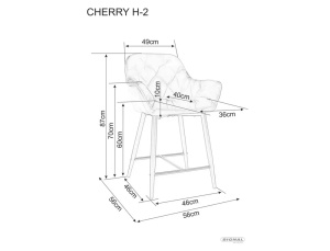 SCAUN DE BAR CHERRY H-2, NEGRU BLUVEL 19/NEGRU MAT, TAPITERIE DIN CATIFEA SI PICIOARE DIN METAL, STIL MODERN - Img 4