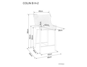SCAUN DE BAR COLIN B H-2, NEGRU BLUVEL 19/NEGRU MAT, TAPITERIE DIN CATIFEA SI PICIOARE DIN METAL, STIL MODERN - Img 2