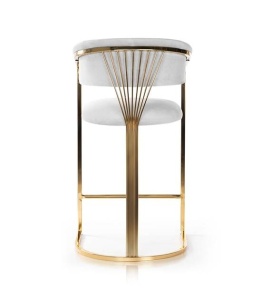 SCAUN DE BAR MARCILLE, 70 CM, GRI/AURIU, TAPITERIE DIN CATIFEA SI PICIOARE DIN METAL, STIL MODERN, ATR - Img 4