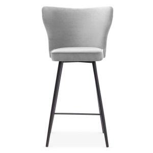 SCAUN DE BAR MODENA, 60 CM, GRI/NEGRU, TAPITERIE DIN CATIFEA SI PICIOARE DIN METAL, STIL MODERN, ATR
