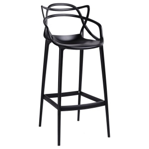 SCAUN DE BAR, NEGRU HILO PREMIUM, CONFECTIONAT DIN POLIPROPILENA, STIL MODERN