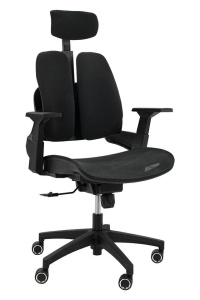SCAUN DE BIROU VENTILER NEGRU, CU TAPITERIE DIN TEXTIL SI PLASA, STIL MODERN