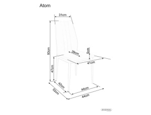 SCAUN DINING ATOM, BEJ BLUVEL 28/NEGRU MAT, TAPITERIE DIN CATIFEA SI PICIOARE DIN METAL, STIL MODERN - Img 7