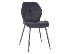 SCAUN DINING FRANK, NEGRU 19/NEGRU MAT, TAPITERIE DIN STOFA SI PICIOARE DIN METAL, STIL MODERN - Img 1