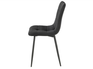 SCAUN DINING IVO, NEGRU BLUVEL 19/NEGRU MAT, TAPITERIE DIN CATIFEA SI PICIOARE DIN METAL, STIL MODERN - Img 2