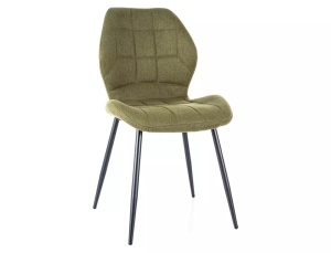 SCAUN DINING JAKE, OLIVE 77/NEGRU MAT, TAPITERIE DIN STOFA SI PICIOARE DIN METAL, STIL MODERN - Img 1