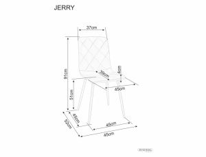 SCAUN DINING JERRY, NEGRU BLUVEL 19/NEGRU MAT, TAPITERIE DIN CATIFEA SI PICIOARE DIN METAL, STIL MODERN - Img 3