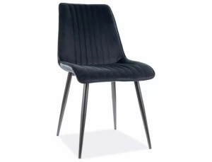 SCAUN DINING KIM, NEGRU BLUVEL 19/NEGRU MAT, TAPITERIE DIN CATIFEA SI PICIOARE DIN METAL, STIL MODERN - Img 1