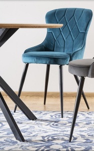 SCAUN DINING LOTUS, TURCOAZ BLUVEL 85/NEGRU MAT, TAPITERIE DIN CATIFEA SI PICIOARE DIN METAL, STIL MODERN - Img 4