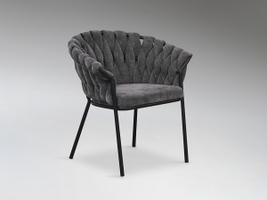 SCAUN DINING MAGMA, 78 CM, GRI INCHIS/NEGRU, TAPITERIE DIN STOFA FINA SI PICIOARE DIN METAL, STIL MODERN - Img 4