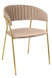 SCAUN DINING MARGO, KHAKI/AURIU, DIN CATIFEA SI METAL, STIL MODERN