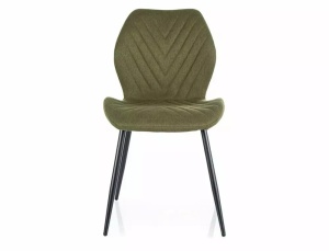 SCAUN DINING MIKE, OLIVE 77/NEGRU MAT, TAPITERIE DIN STOFA SI PICIOARE DIN METAL, STIL MODERN - Img 3