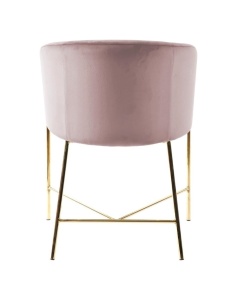 SCAUN DINING NELSON ROZ/AURIU, CU TAPITERIE DIN CATIFEA SI PICIOARE DIN METAL, STIL MODERN - Img 4
