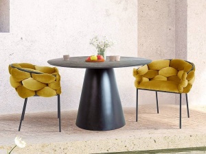 SCAUN DINING NORTE, CURRY BLUVEL 68/NEGRU MAT, TAPITERIE DIN CATIFEA SI PICIOARE DIN METAL, STIL MODERN - Img 5