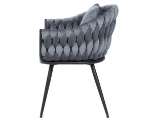 SCAUN DINING NUVO, GRI BLUVEL 14/NEGRU MAT, TAPITERIE DIN CATIFEA SI PICIOARE DIN METAL, STIL MODERN - Img 3