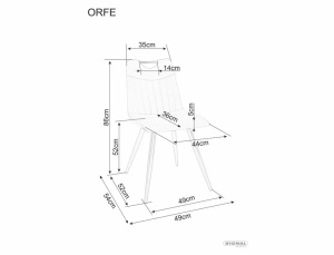 SCAUN DINING ORFE, MARO 47/NEGRU MAT, TAPITERIE DIN CATIFEA FJORD SI PICIOARE DIN METAL, STIL MODERN - Img 4
