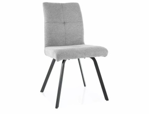 SCAUN DINING SWING, GRI 07/NEGRU MAT, TAPITERIE DIN STOFA BREGO SI PICIOARE DIN METAL, STIL MODERN - Img 1