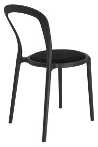 SCAUN DINING/TERASA SLIM, NEGRU, DIN POLIPROPILENA SI STOFA, STIL MODERN B2 - Img 3