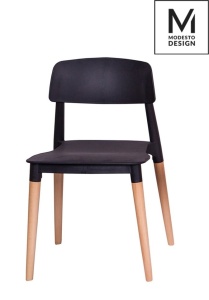 SCAUN ECCO, NEGRU/NATUR, DIN POLIPROPILENA SI LEMN DE FAG, STIL MODERN