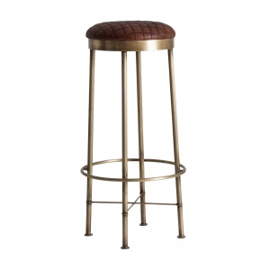 SCAUN OTTAWA REF. 27876, ROTUND. MARO-AURIU, STIL VINTAGE, DIN FIER SI PIELE NATURALA, VIC