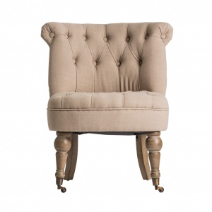 SCAUN OTTOMAN GANGES REF. 20893, OCRU, STIL VINTIGE, DIN LEMN MASIV COMBINAT CU BUMBAC SI SPUMA, VIC