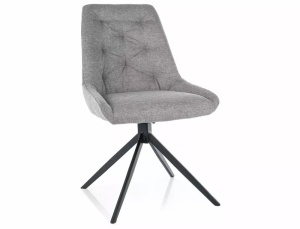 SCAUN PIVOTANT ASTI, GRI 07/NEGRU MAT, TAPITERIE DIN STOFA BREGO SI PICIOARE DIN METAL, STIL MODERN - Img 1
