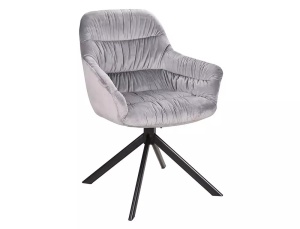 SCAUN PIVOTANT ASTORIA II, GRI BLUVEL 14/NEGRU MAT, TAPITERIE DIN CATIFEA SI PICIOARE DIN METAL, STIL MODERN - Img 1