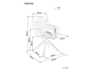 SCAUN PIVOTANT ASTORIA II, GRI DESCHIS BLUVEL 03/NEGRU MAT, TAPITERIE DIN CATIFEA SI PICIOARE DIN METAL, STIL MODERN - Img 3