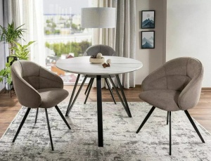 SCAUN PIVOTANT CAPRI, GRI 11/NEGRU MAT, TAPITERIE DIN STOFA VARDO SI PICIOARE DIN METAL, STIL MODERN - Img 4