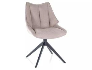 SCAUN PIVOTANT CODA, BEJ 34/NEGRU MAT, TAPITERIE DIN STOFA VARDO SI PICIOARE DIN METAL, STIL MODERN - Img 1