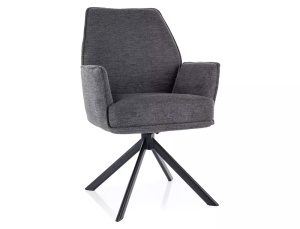 SCAUN PIVOTANT HUGO, GRI INCHIS 18/NEGRU MAT, TAPITERIE DIN STOFA BREGO SI PICIOARE DIN METAL, STIL MODERN - Img 1