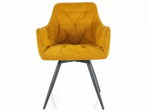 SCAUN PIVOTANT MANGO, CURRY 66/NEGRU MAT, TAPITERIE DIN STOFA VARDO SI PICIOARE DIN METAL, STIL MODERN - Img 2