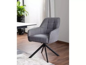 SCAUN PIVOTANT METRO, GRI 13/NEGRU MAT, TAPITERIE DIN STOFA BJORN SI PICIOARE DIN METAL, STIL MODERN - Img 1