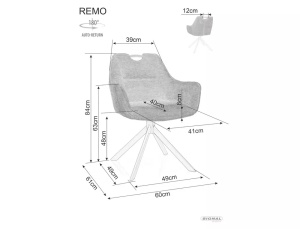 SCAUN PIVOTANT REMO, GRI 07/NEGRU MAT, TAPITERIE DIN STOFA BREGO SI PICIOARE DIN METAL, STIL MODERN - Img 4